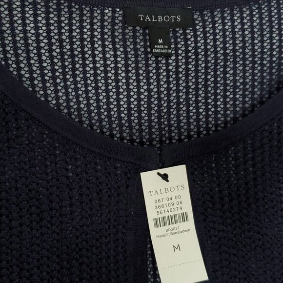Talbots Bolero Shrug M Navy Blue 3/4 Sleeve Lightweight Open Stitch $85 - Picture 4 of 6